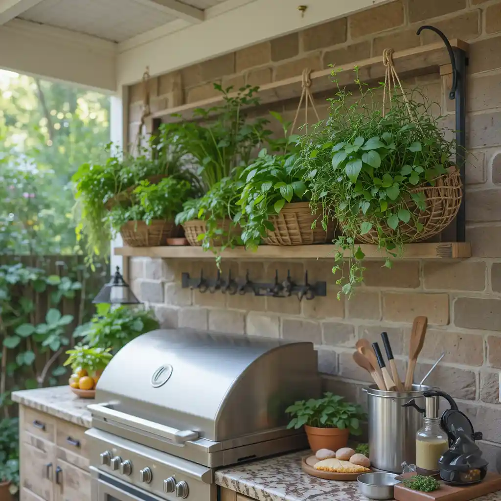 Hanging Herb Garden Above Prep Area