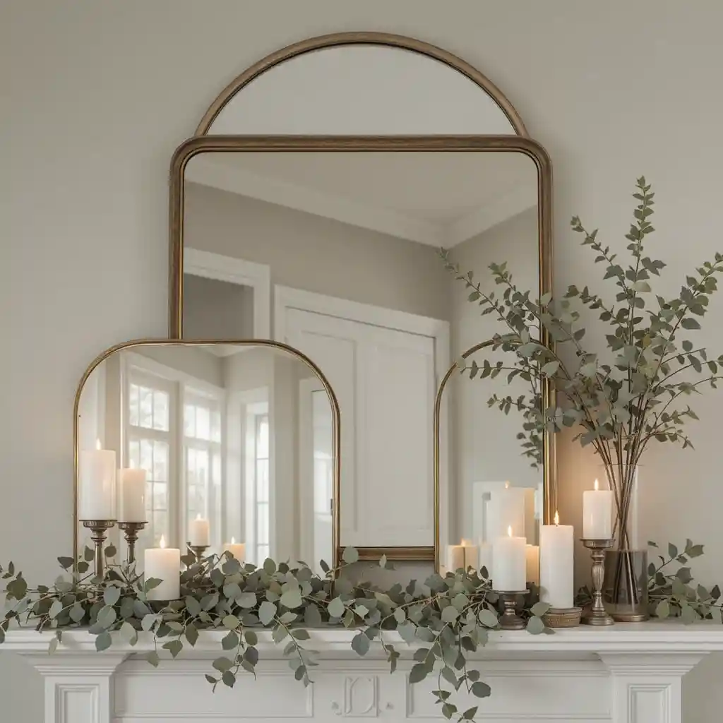 Layered Mirrors with Soft Candlelight