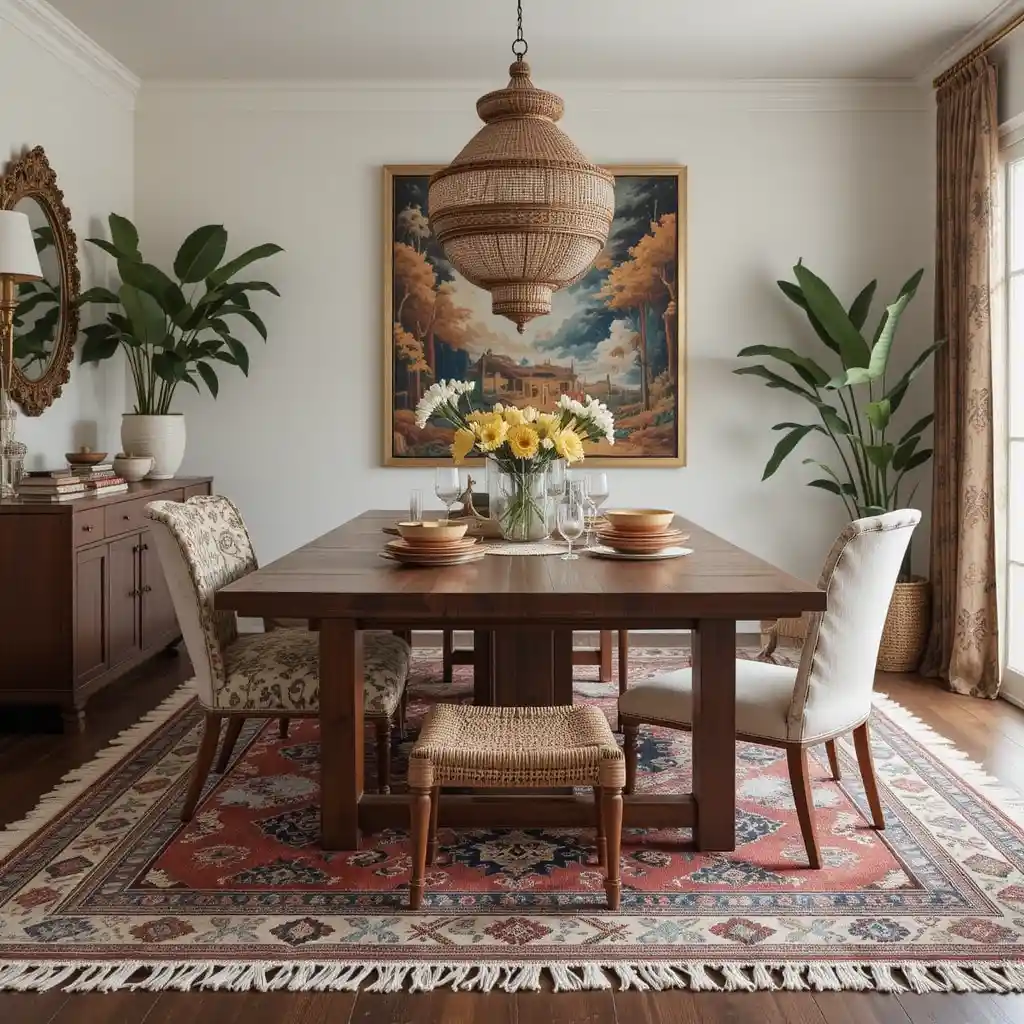 Layered Rugs for Bohemian Texture