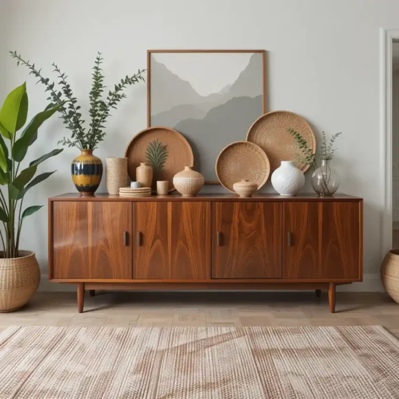 Mid-Century Cabinet with Boho Decor
