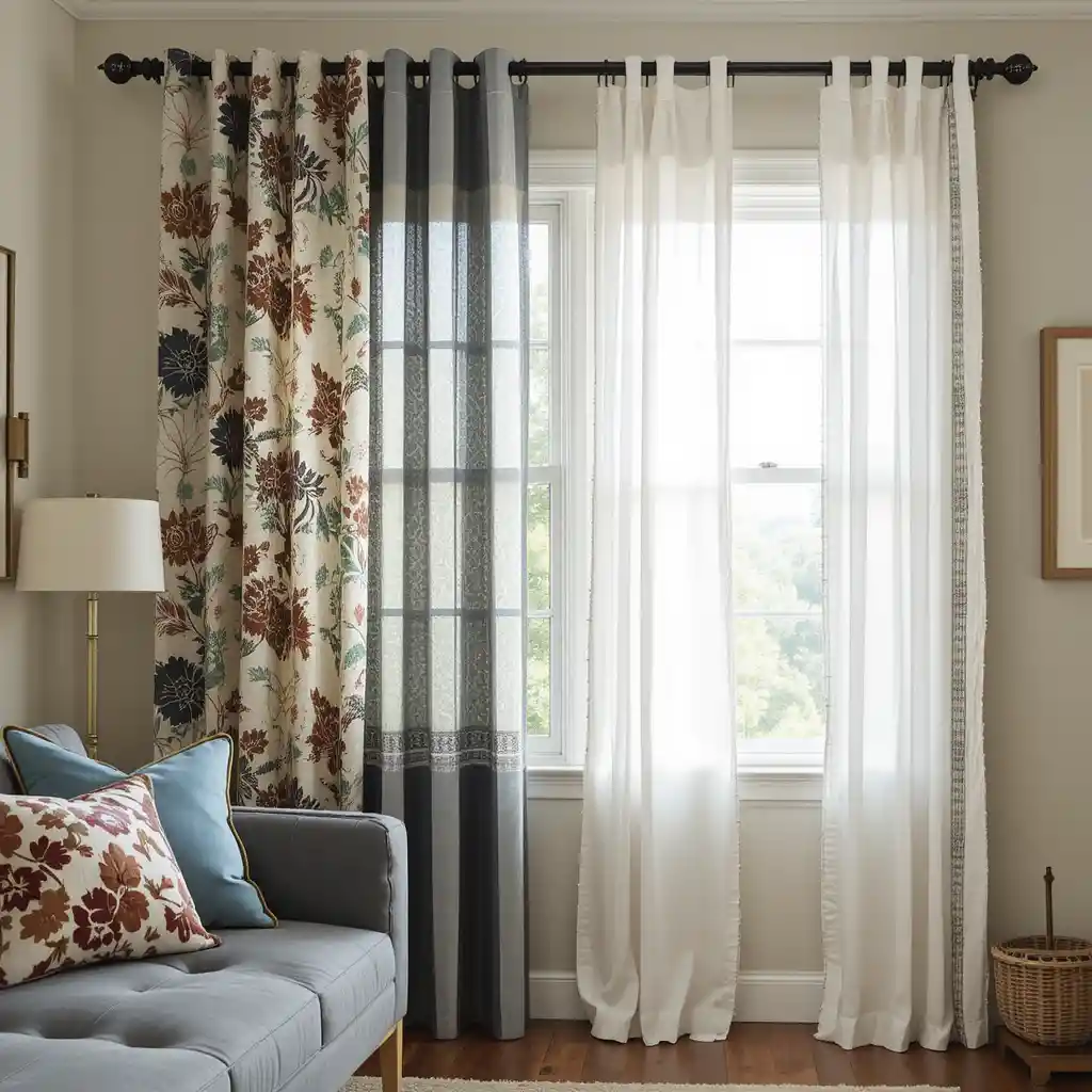 Mismatched Curtain Panels for an Eclectic Touch