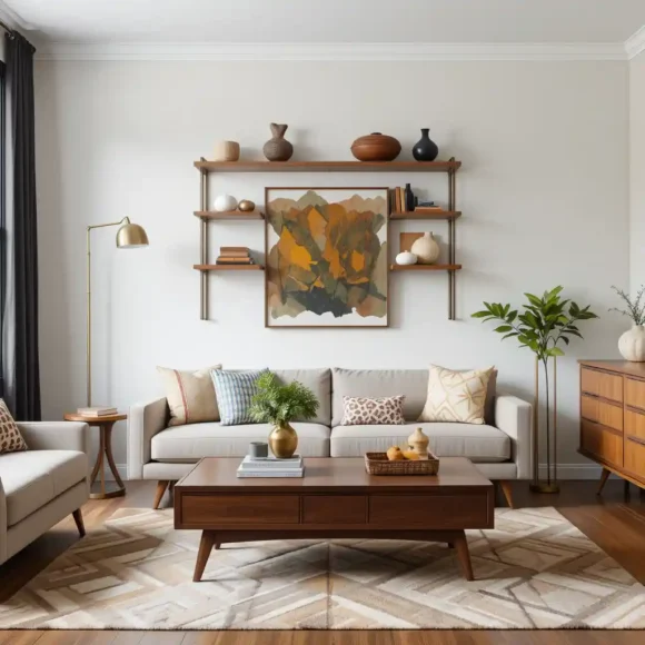Mixed Wood Tones with Brass Accents