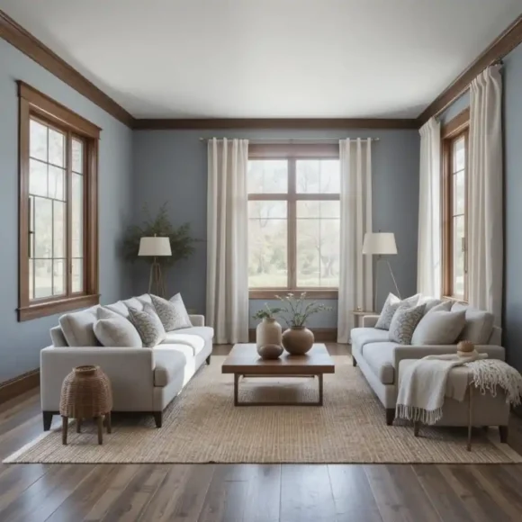 Muted Cornflower with Dark Oak Hues