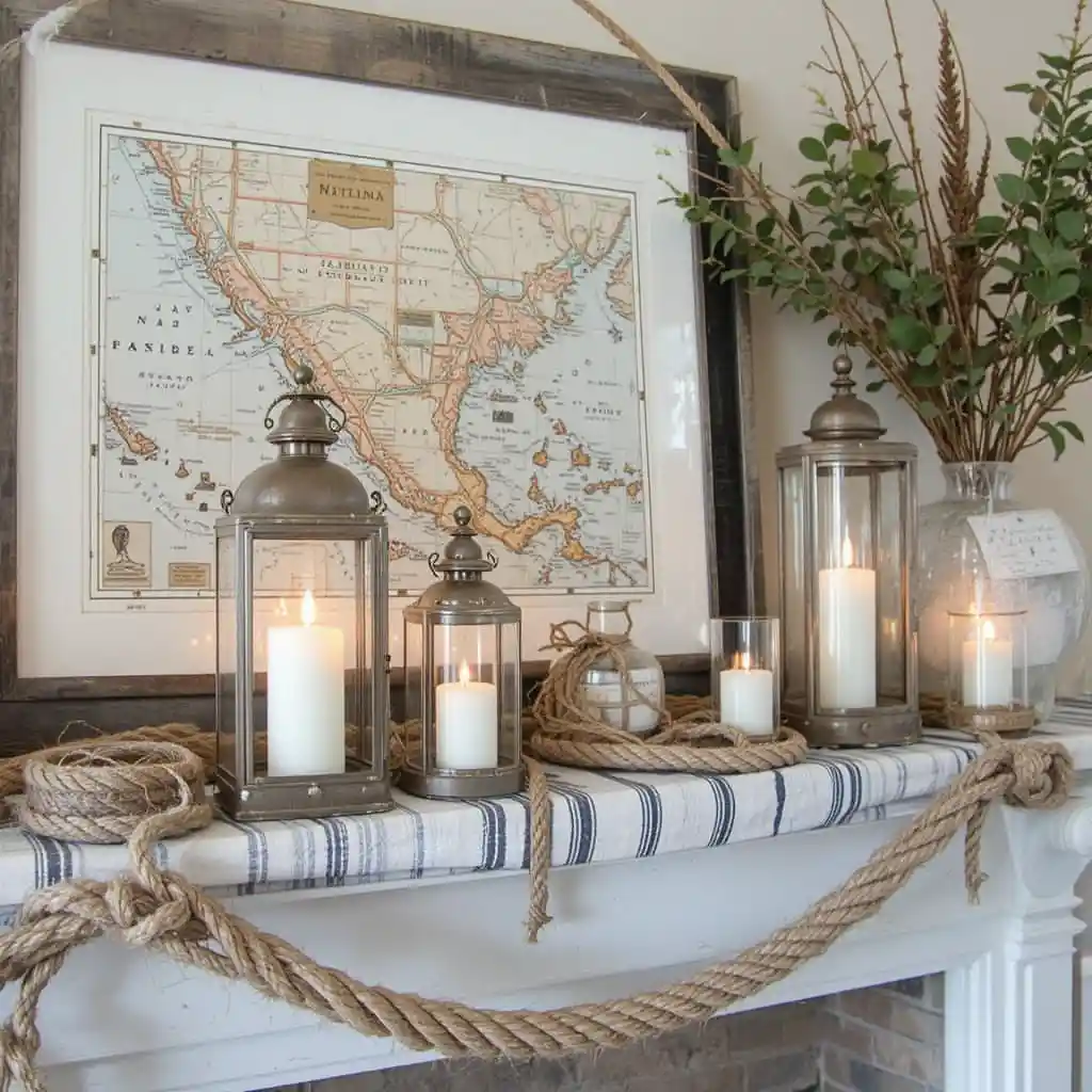 Nautical Rope and Lantern Display