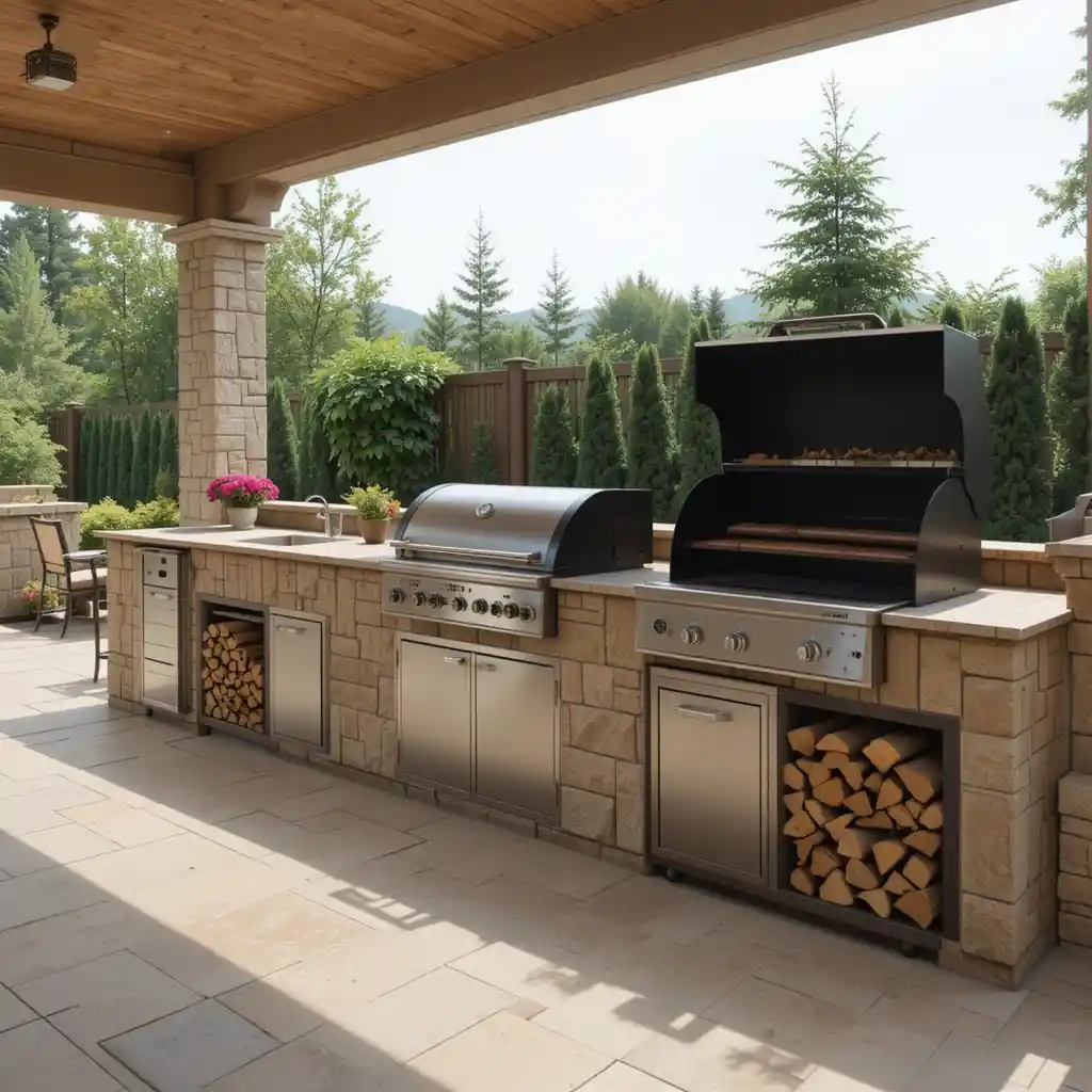 Outdoor Kitchen with a Smoker Station