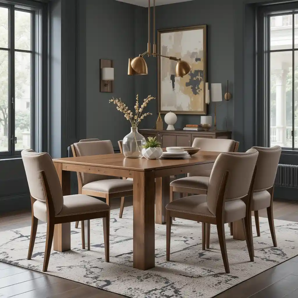 Parsons Table with Brass Accents