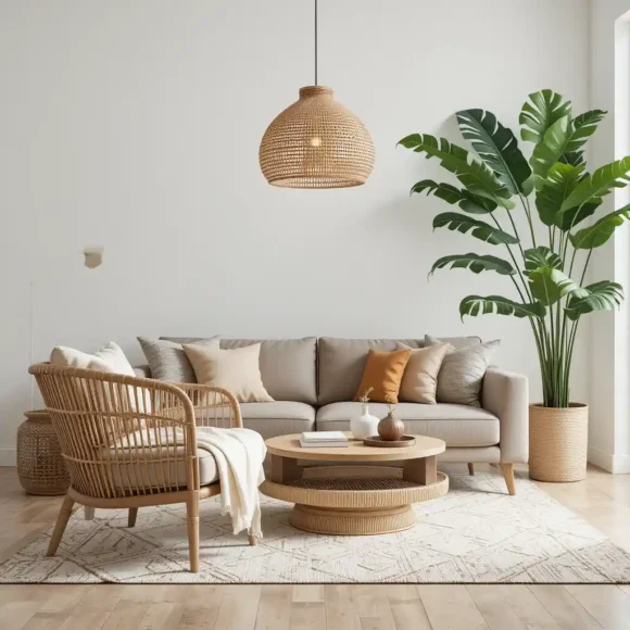 Rattan Accents with a Minimalist Edge