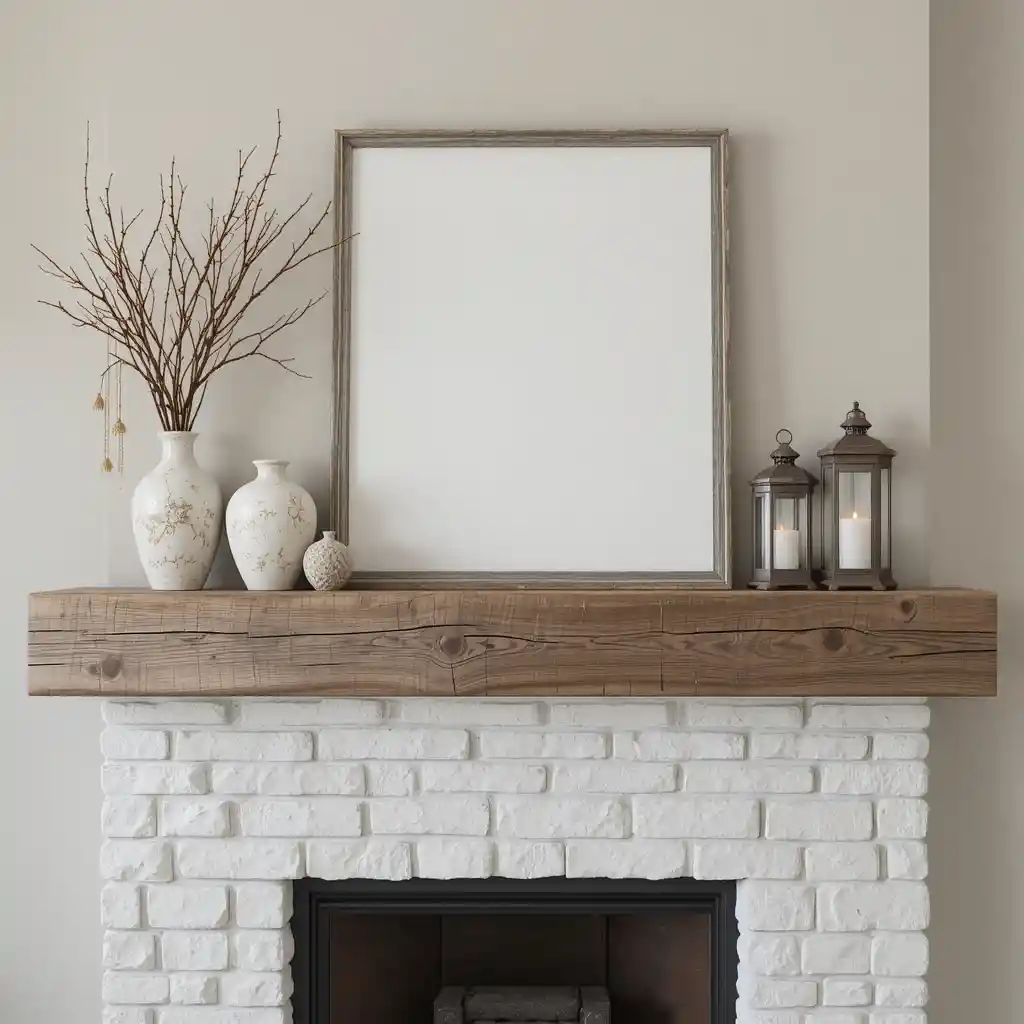 Reclaimed Wood Beam Mantle