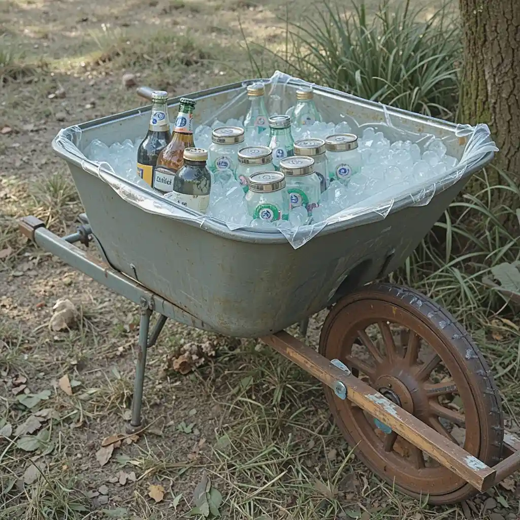Repurposed Wheelbarrow Drink Station