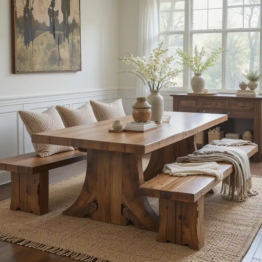 Repurposed Wood Benches for Casual Seating