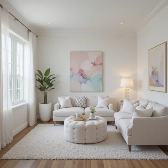 Soft White with Pastel Accents