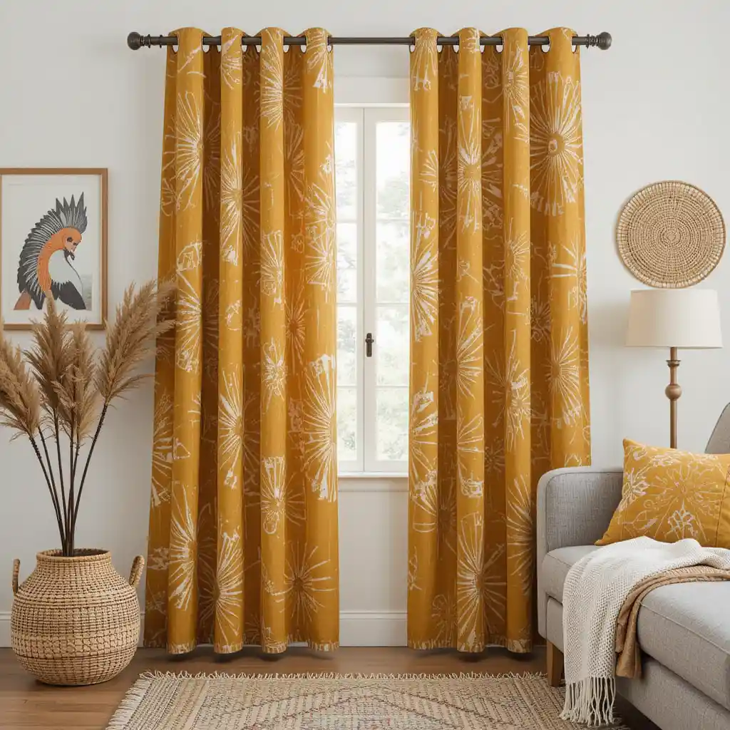 Sunburst Print Curtains for a Radiant Boho Feel