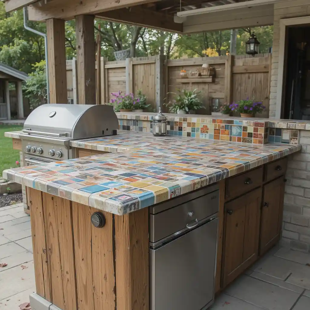 Tiled Outdoor Kitchen Counter