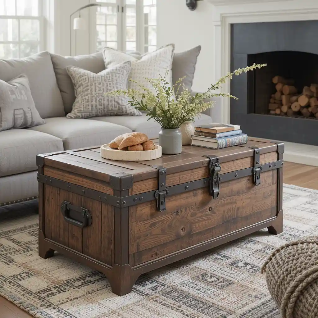 Vintage Wooden Trunk as a Coffee Table