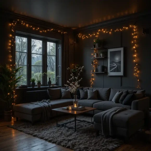 Moody Black with Warm Lights