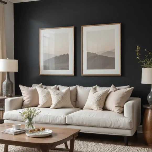 Soft Black Walls With Beige Accents