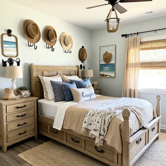 Cowgirl Hat Hooks & Nautical Chest