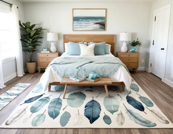Feather Art & Ocean Rug