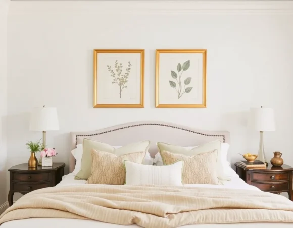 Framed Botanical Prints in Soft Gold Frames