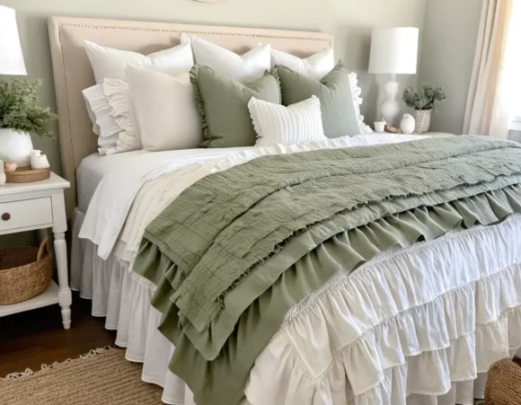 Layered Bedding with Ruffles and Throws