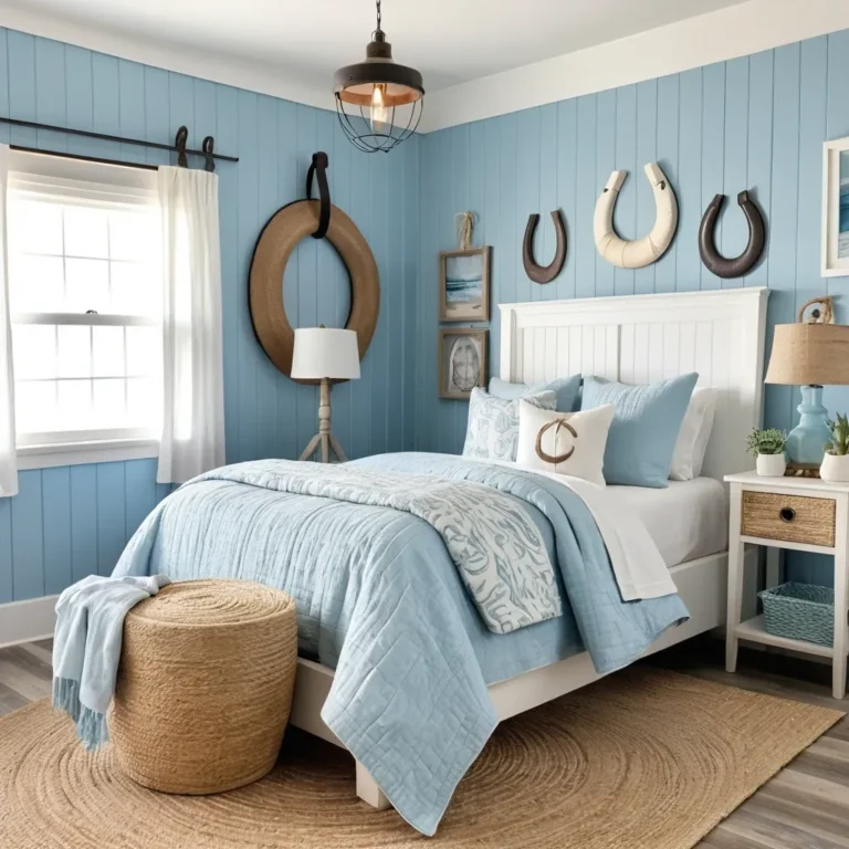 Light Blue Barn Walls & Horseshoe Decor