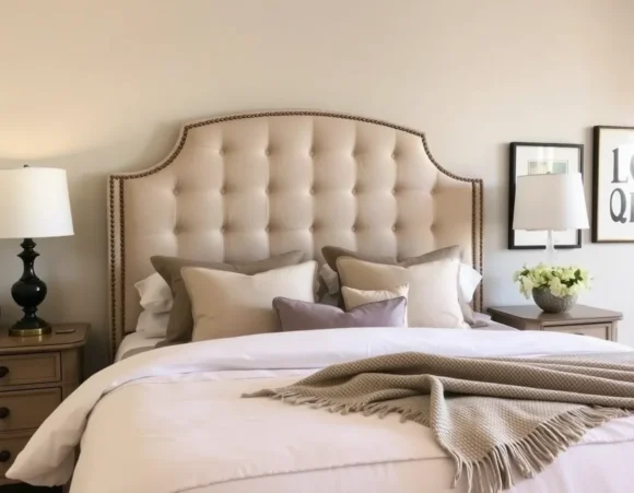 Upholstered Tufted Headboards in Natural Fabric