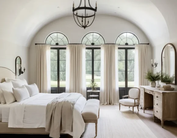 White Shiplap Walls and Arched Windows