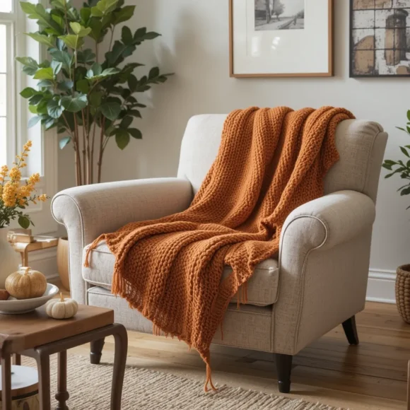 Add a Chunky Knit Throw Blanket