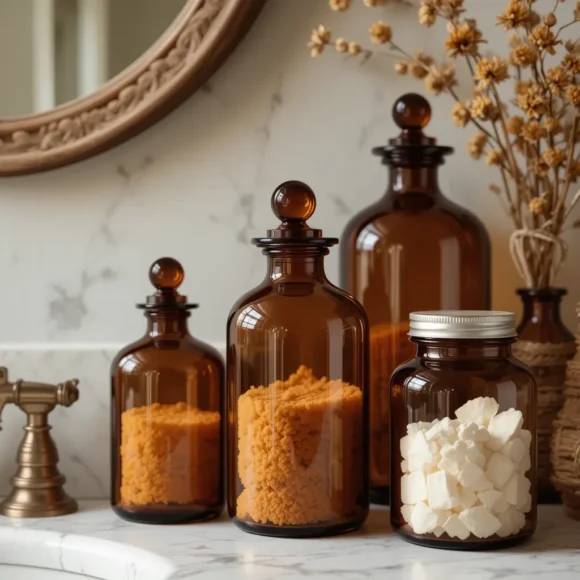 Amber Glass Apothecary Jars