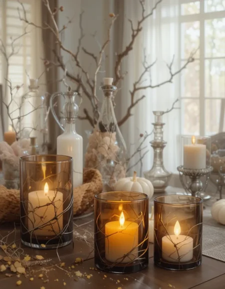 Amber Glass Candle Holders