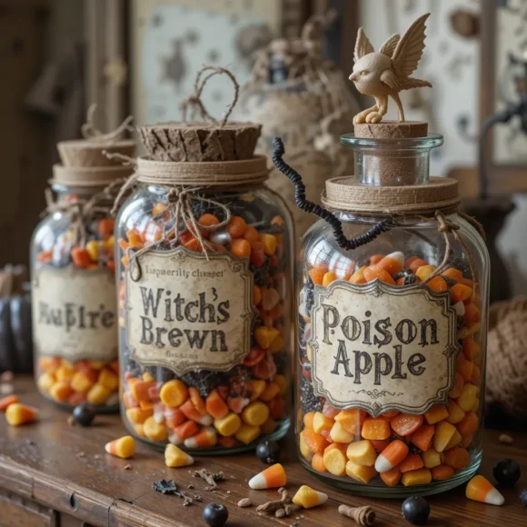 Apothecary Jars with Halloween Fillers