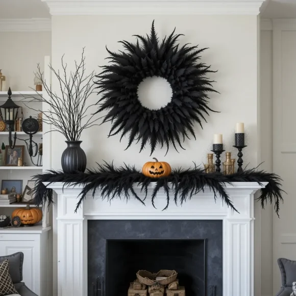 Black Feather Wreath