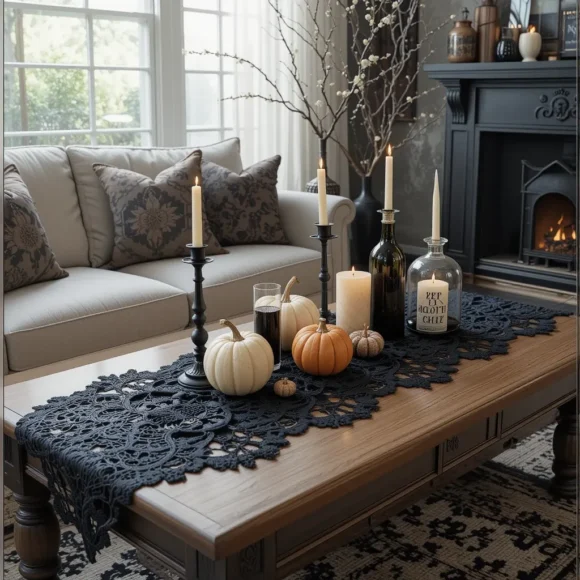 Black Lace Table Runner