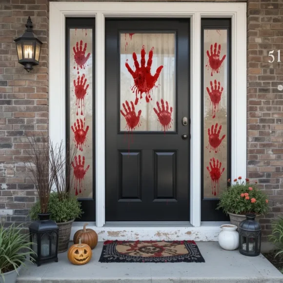 Bloody Handprints on the Storm Door