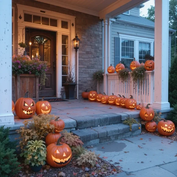 Candlelit Jack-O'-Lantern Army