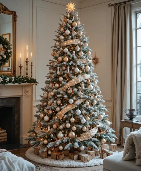 Classic Christmas Tree with Modern Ornaments