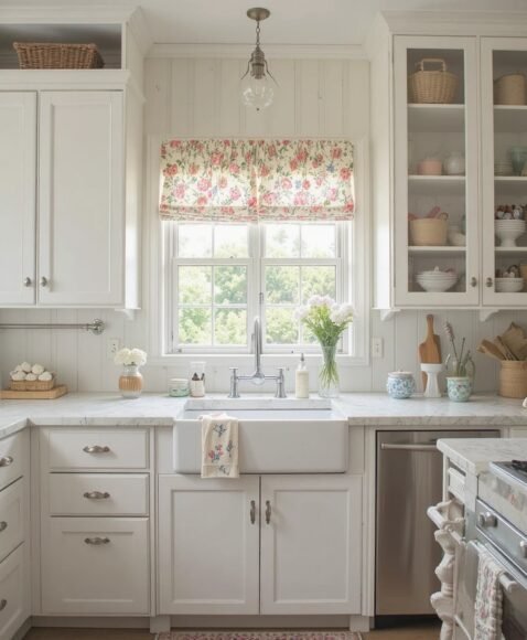 Cottage-Style White Cabinets
