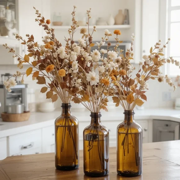 Decorate with Amber Glass Bottles