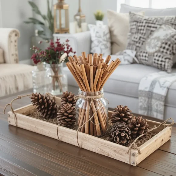 Decorate with Cinnamon Sticks and Pinecones