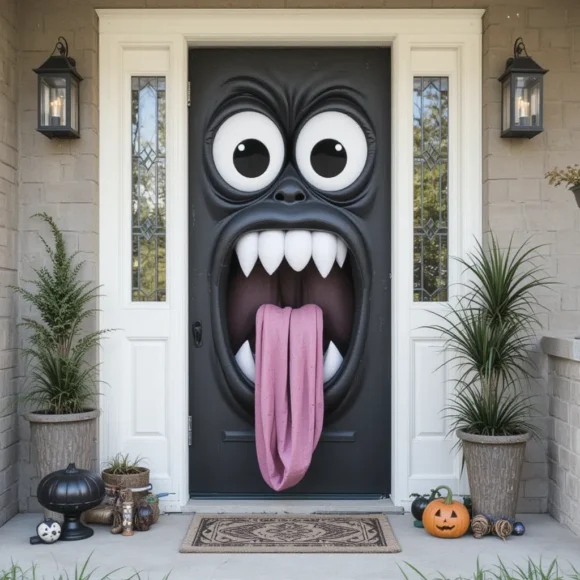 Door Wrapping With Monster Face