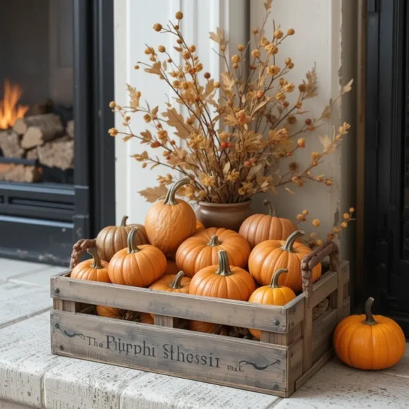 Farmhouse Crate with Mini Pumpkins