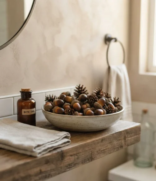 Faux Acorns or Pinecones in a Dish
