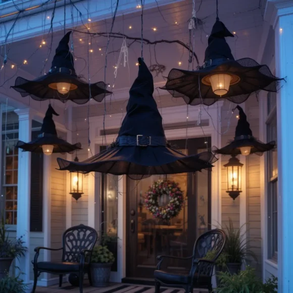 Floating Witch Hats with LED Lights