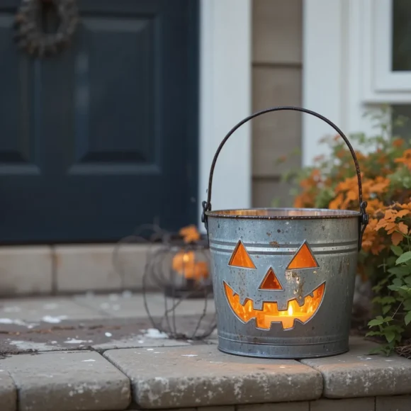 Galvanized Metal Jack-O’-Lantern Buckets
