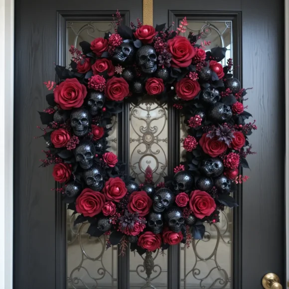 Glitter Skull Door Decor