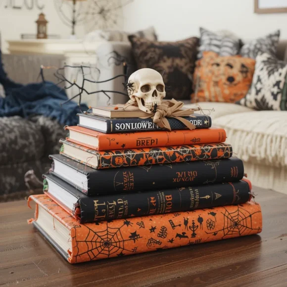 Halloween-Themed Book Stack