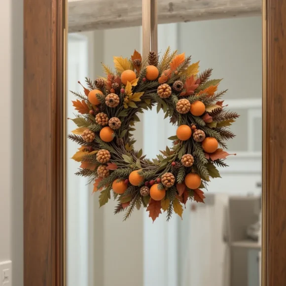 Hang a Mini Fall Wreath on the Door or Mirror