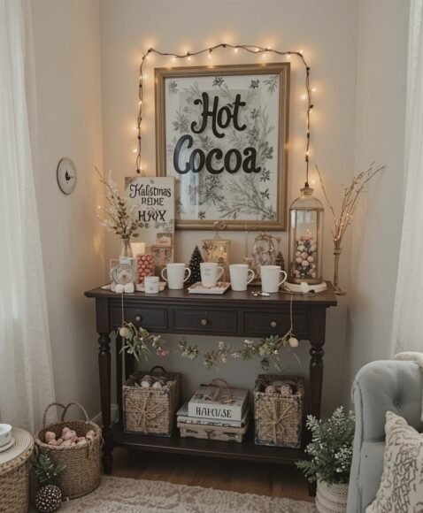 Hot Cocoa Bar in the Living Room Corner