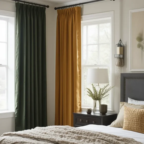 Introduce Dark Green or Mustard Curtains