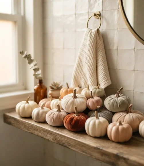 Fall Bathroom Shelf Décor Ideas